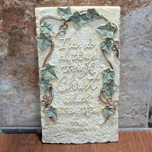 Plaster Wall Plaque Christian Inspirational Quote I Can Do All Things through Ch